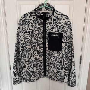 Men’s H&M x Keith Haring Fleece Zip Jacket Navy/White Size S